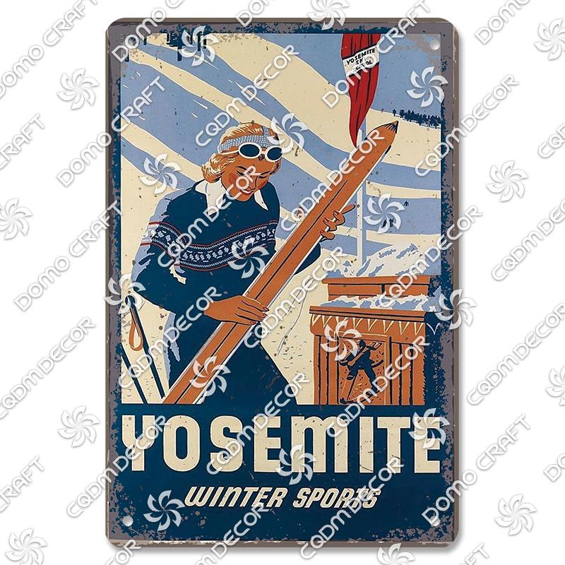 

Skiing Poster Metal Tin Signs Ski Slope Sled Winter Skiing Sports Metal Plate Vintage Wall Decor Shop Ski Club living Room Home 20x30cm（7.8x11.8inch）