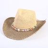 Popular Hollow Breathable Western Cowboy Straw Hat Men's and Women's Summer Sunshade Sunscreen Wide-brimmed Beach Hat