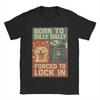 Born To Dilly Dally Forced To Lock In Tshirts Unisex Unisex Funny Cat Casual Pure Cotton Tee Shirt Short Sleeve T Shirts Clothing