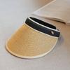 Contrast Color Webbing~ Small Standard Casual Fashion Straw Empty Top Hat Seaside Beach Sun Protection Cap Summer