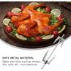 Angoily Rotisserie Meat Forks Air Fryer Fork Grill Spit Rod Stainless Steel Roast Chicken Fish Forks for Home Picnic BBQ Camping(NO Screws)