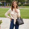 Women's Satin Blouse with Tie Front V-Neck Long Sleeve for Work and Casual Wear