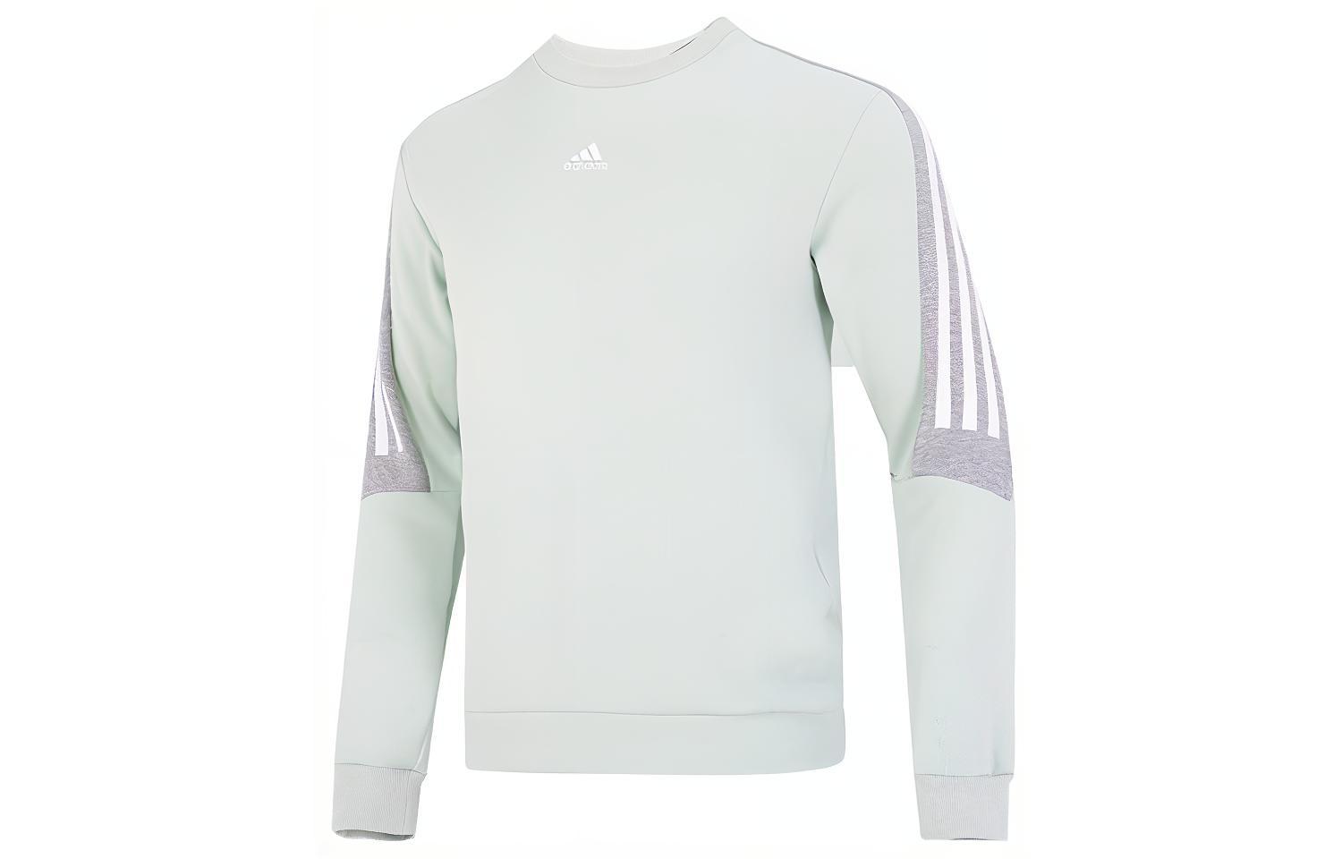 Adidas Sweatshirts Men s Light Green Crew Neck Moderate Regular HK4564 XL