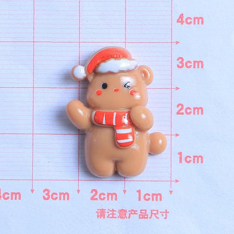 10PCS Resin Kawaii Colorful Gingerbread Man Snowman Bells Trees Flat Back Cartoon Christmas Figurines Scrapbook DIY Decor Crafts