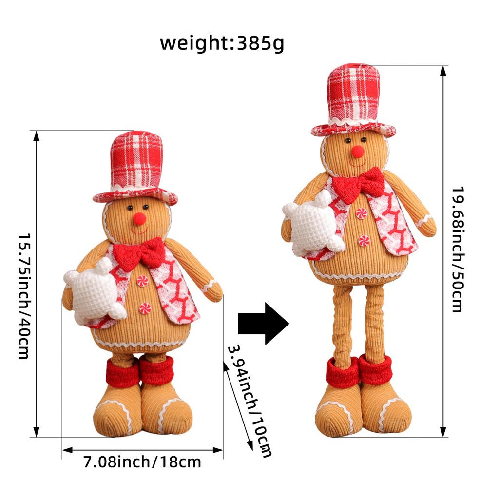 Retractable Legs Santa Claus Gingerbread Man Plush Figurines Xmas Gift Christmas Decorations 2026 Home Party Ornaments