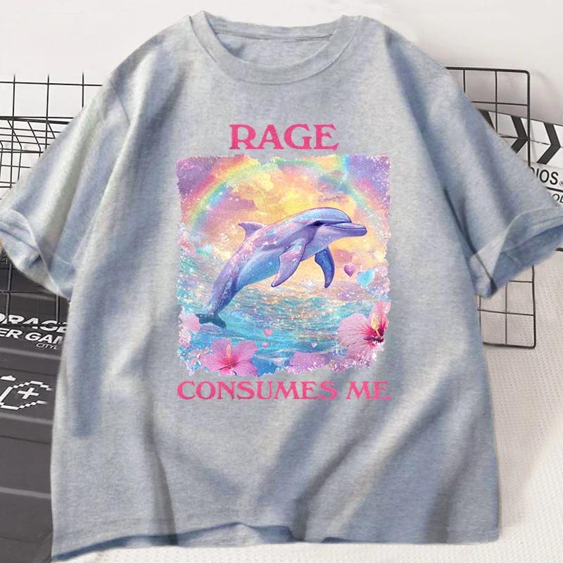 

Забавная ярость поглощает меня футболка с коротким рукавом мем футболка странная глупая дельфин винтажная футболка в тренде женская дизайнерская одежда 4XL