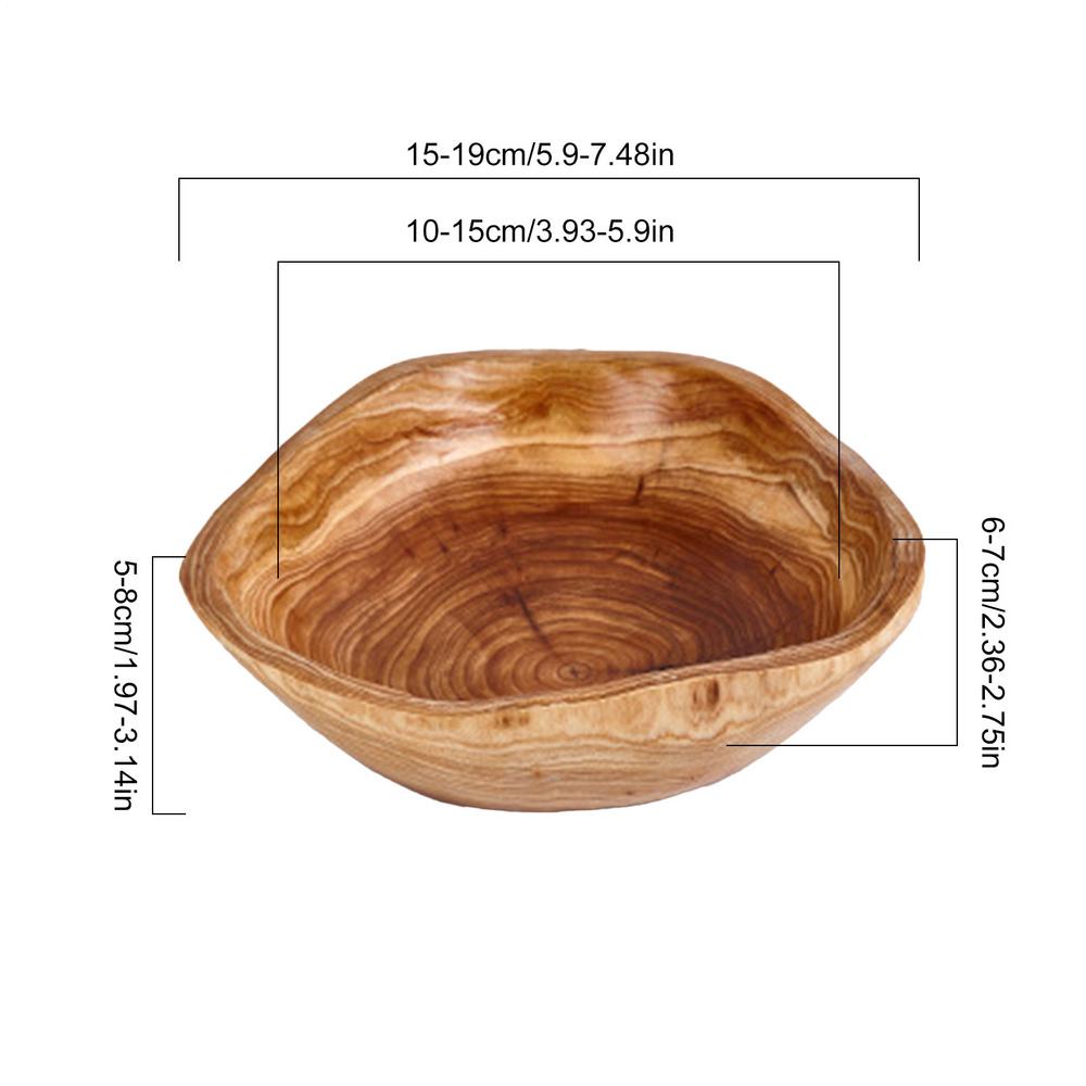 Salad Bowl Natural Wooden Rustic Containers Food Storage Mixing Serving Bowl for Fruit Vegetable Snack Food Key Jewelry Kitchen
