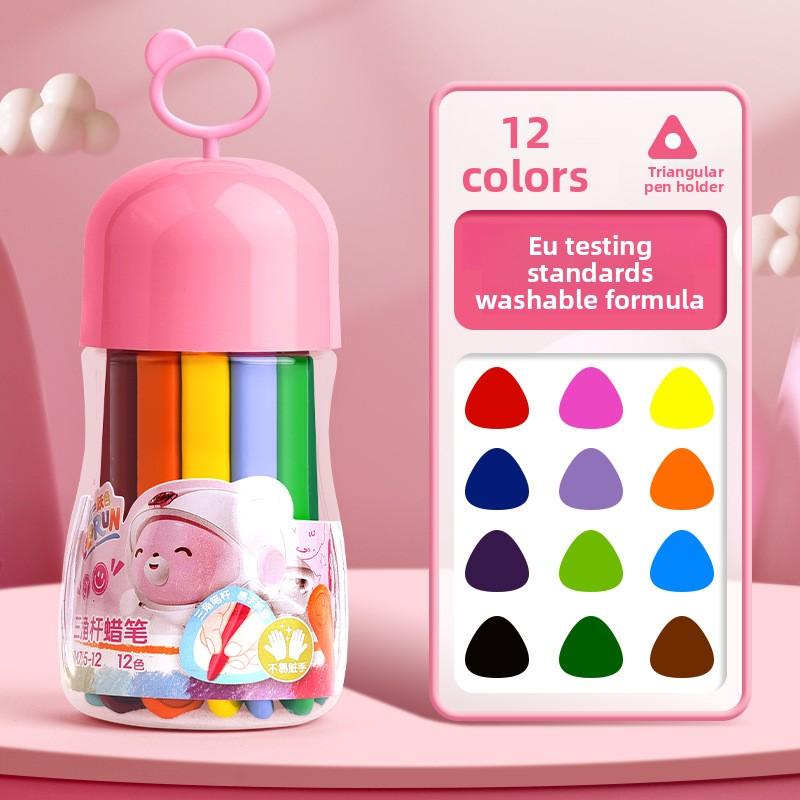 48 Colors Triangular Oil Pastels Smudge-Free Ergonomic Easy-Grip Break-Resistant Kid-Safe for Art Learning Creative Development