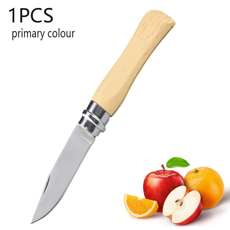 Fruit Knife Stainless Steel Folding Knife Household Portable Pocket Knife Wooden Handle Perfect for Kitchen Fruit Cutting Knife