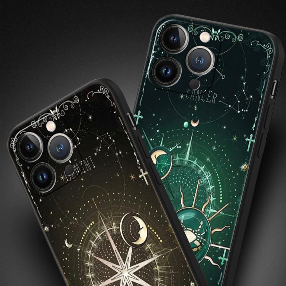 Constellation Phone Case For iPhone 17 16 15 Pro Max 11 12 13 14 7 8 Plus SE 2020 X XR XS Cover Soft Black
