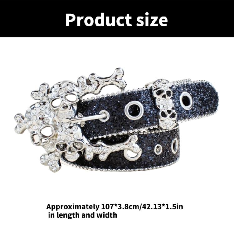 Women's Glittering Crystal PU Leather Belt for Trousers and Dresses Western Cowgirl Punk Styles Waiststrap for Daily