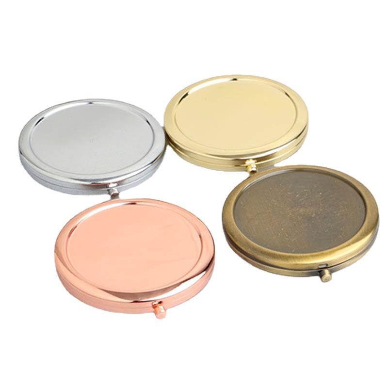 Double-Sided HD Portable Metal Makeup Mirror with Groove for DIY and Laser Engraving