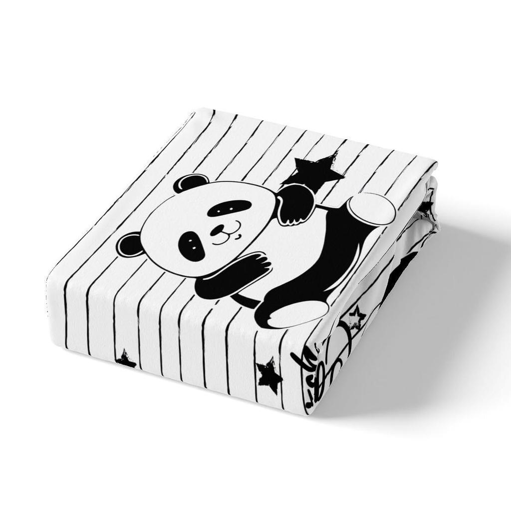 Cute Cartoon Panda Pattern Bed Hat Four-Piece Bedding Set Bedroom Dormitory Bedding Decoration