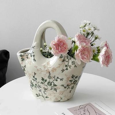 Keramik Vasen Handtasche Vasen Hydrokultur Pflanzgefäß Elegant Modern Raumschmuck Pflanzgefäß Tischdekoration & Zubehör