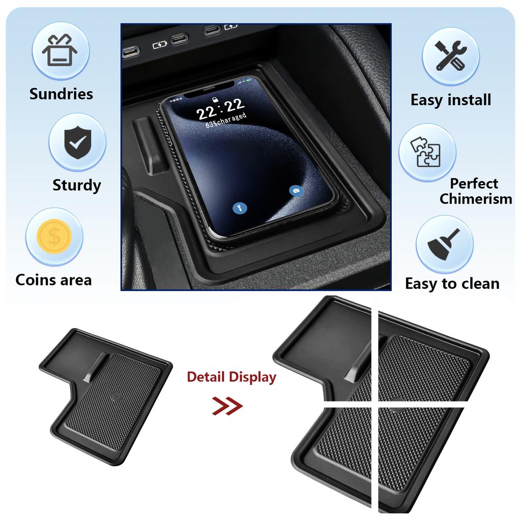 For Toyota Land Cruiser 250 Prado J250 2025 2025 Center Console Wireless Charging Mat Silicone Protective Pad Car Accessories