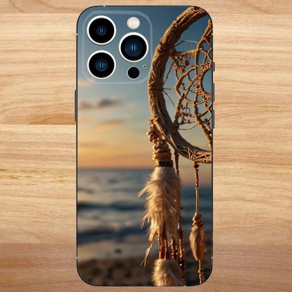 Dreamcatcher Feather Phone Case For iPhone 16,15,14,13,12,11,Mini,Pro,SE,MAX White Matte Shockproof Cover