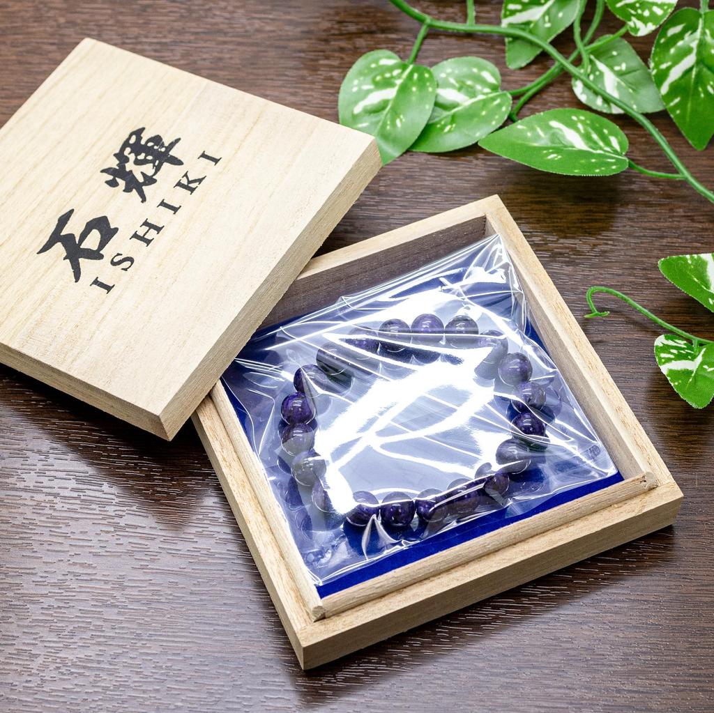 Charoite 10mm Inner Circumference 15cm Bracelet Natural Stone Power Stone from Russia in Paulownia Box [Sekki] [b669-15]