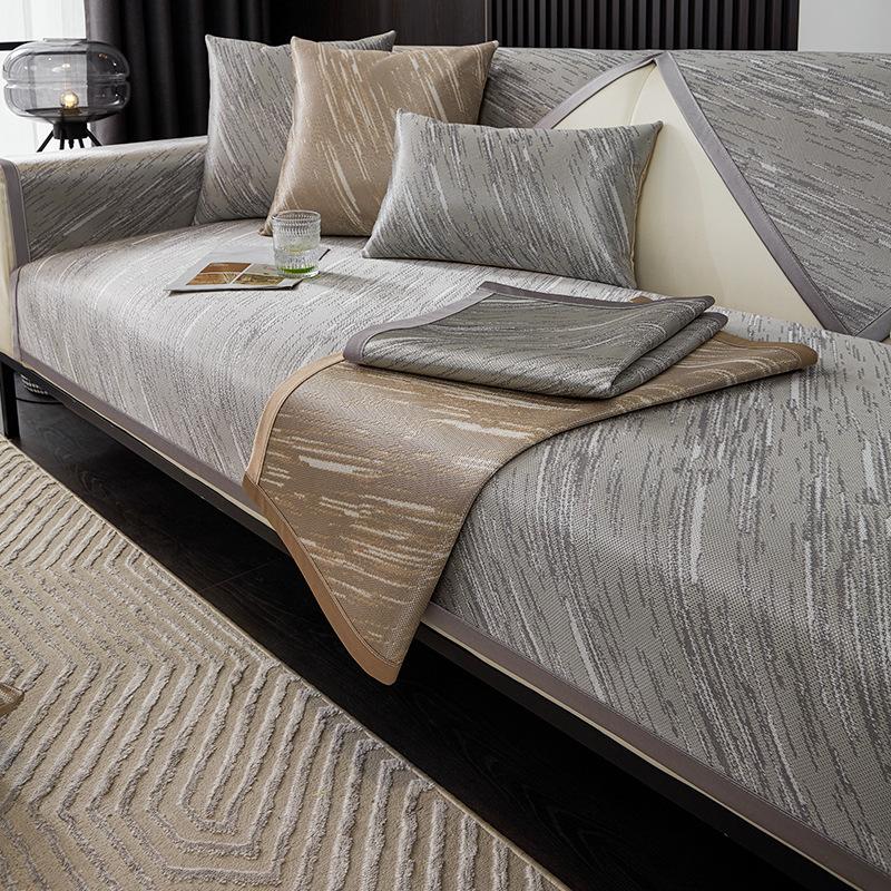 Light Luxury Ice Silk Sofa Cushion Summer Mat Modern High-End Non-Slip Leather Sofa Cover Simple Design 70*70cm