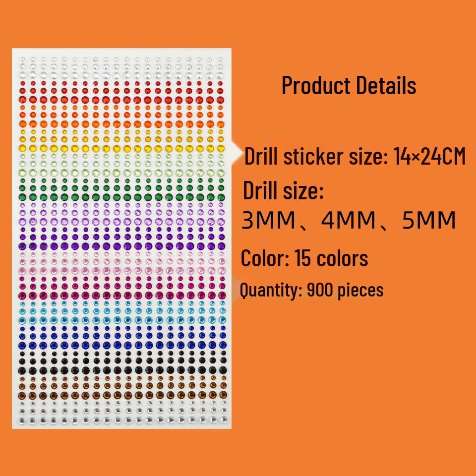 900-Piece Rhinestone Stickers: 15 Colors for Kids' Eye Makeup & Face Decoration