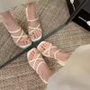 Fashion Thick Heel Thick Sole High Heel Cool Slippers Women's Summer New Fashion Versatile Non-slip Toe Flip-flops Women