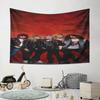 "Rock Band Portrait with Red Backdrop" Pattern Wall Hanging Tapestry Decorative Tapestry Home Decor for Bedroom and Living Room