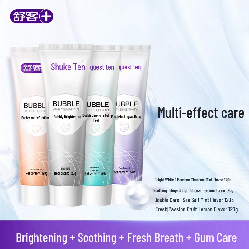 Shuke Foaming Multi-Effect Anti-Sensitive Toothpaste (4-Flavor Pack) 4 x 120g