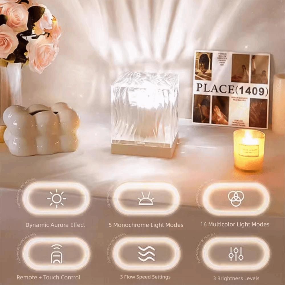16 Colors Northern Lights Projector Rechargeable Water Ripple Night Light USB With Remote control Water Ripple Night Light