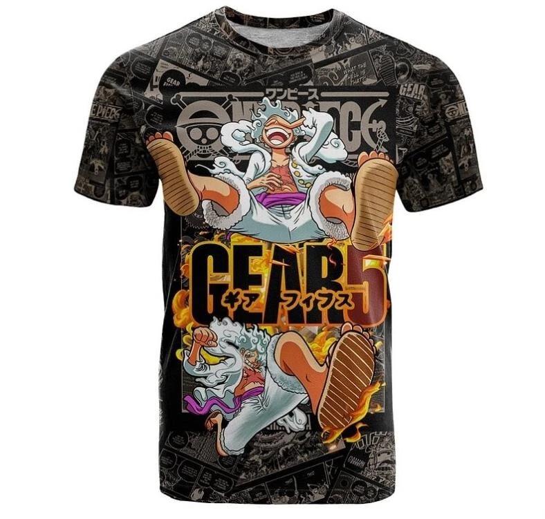 

One Piece Luffy Anime Manga Casual T-Shirt Tee Sports Short Sleeve Polyester 3XL