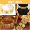 Modern Geometric Waist Belt For Women Crafted In Gold Alloy With Unique Hollow Square Motif