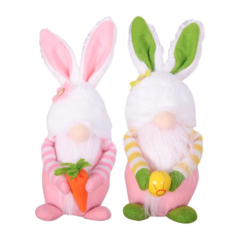 Easter 2021 Pink Faceless Rabbit Doll with Carrot and Egg Round Hat