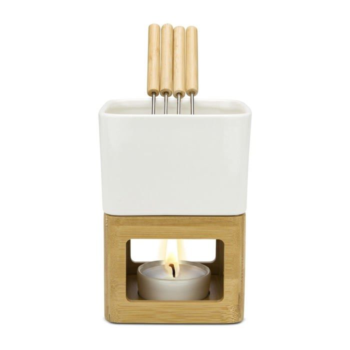 Service à fondue - rominox - rx2315 - céramique et bois - 6 pièces - design élégant