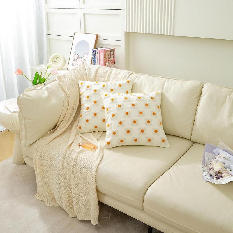 Pillow Covers 18x18,throw Pillow Covers Set Of 2,100% Cotton Floral Couch Pillow Covers,cream- Perfect For Living Room,bedroom