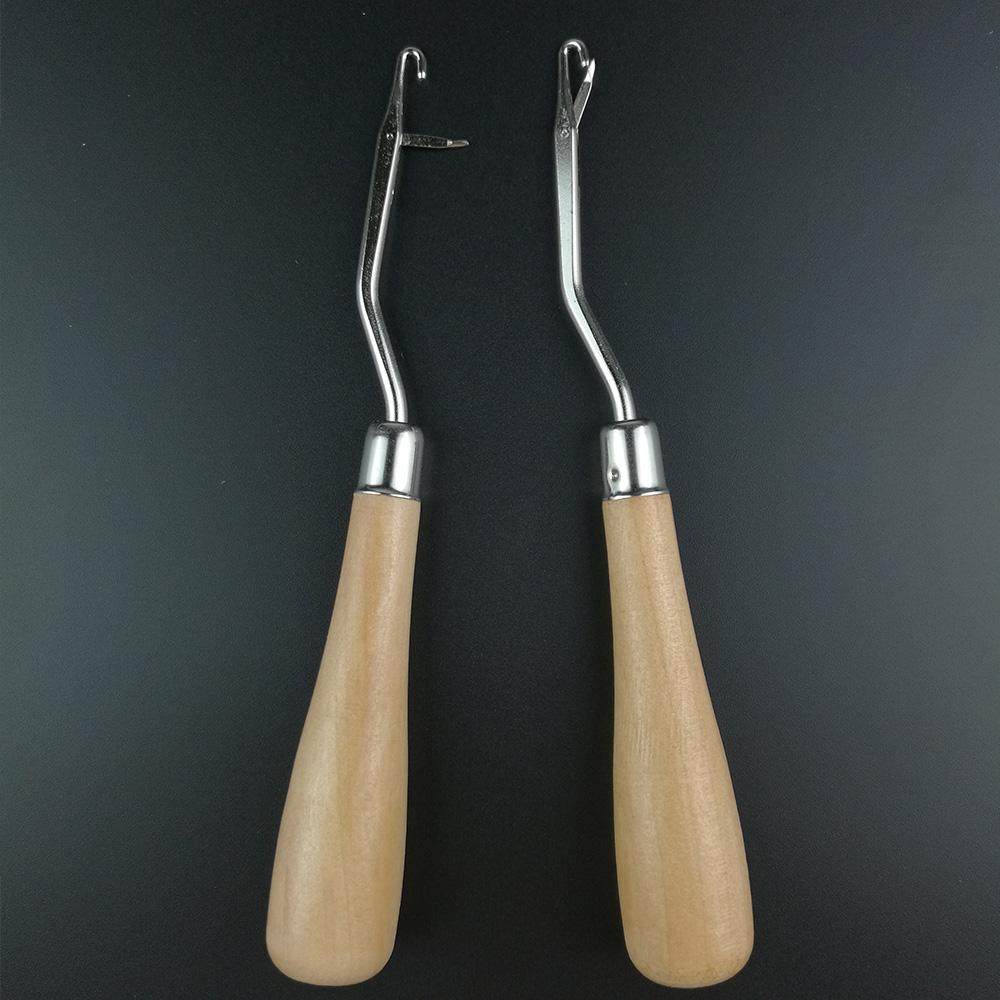 2pc Wood Handle Latch Crochet Hook Hair Weave Needle Wigs Knitting Extensions Styling Tools Carpets Making Repair Craft Tools