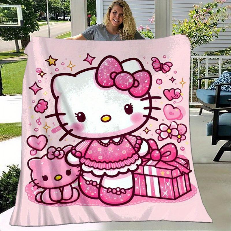 1pc. Hello Kitty Pink Gift Blanket - Cute Home Office Outdoor Throw Blanket, Perfect Birthday Pres