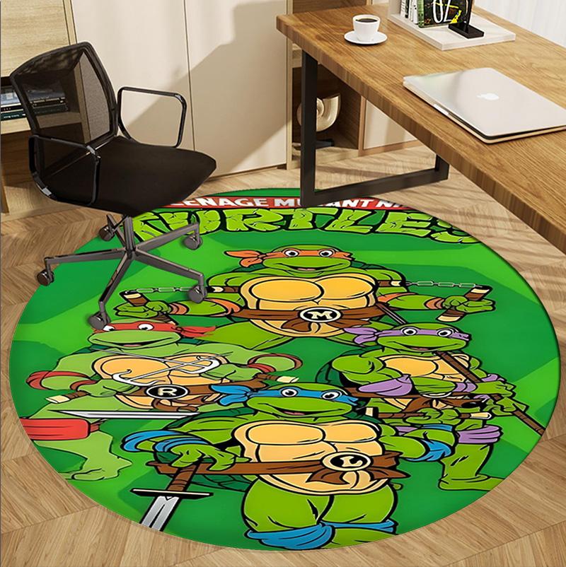 Teenage Mutant Ninja Turtles Pattern Round Rug, Indoor/Outdoor Mat, for Picnic, Gameroom, Bedroom, Office, Living Room, Home Decor Carpet, Birthday Gi
