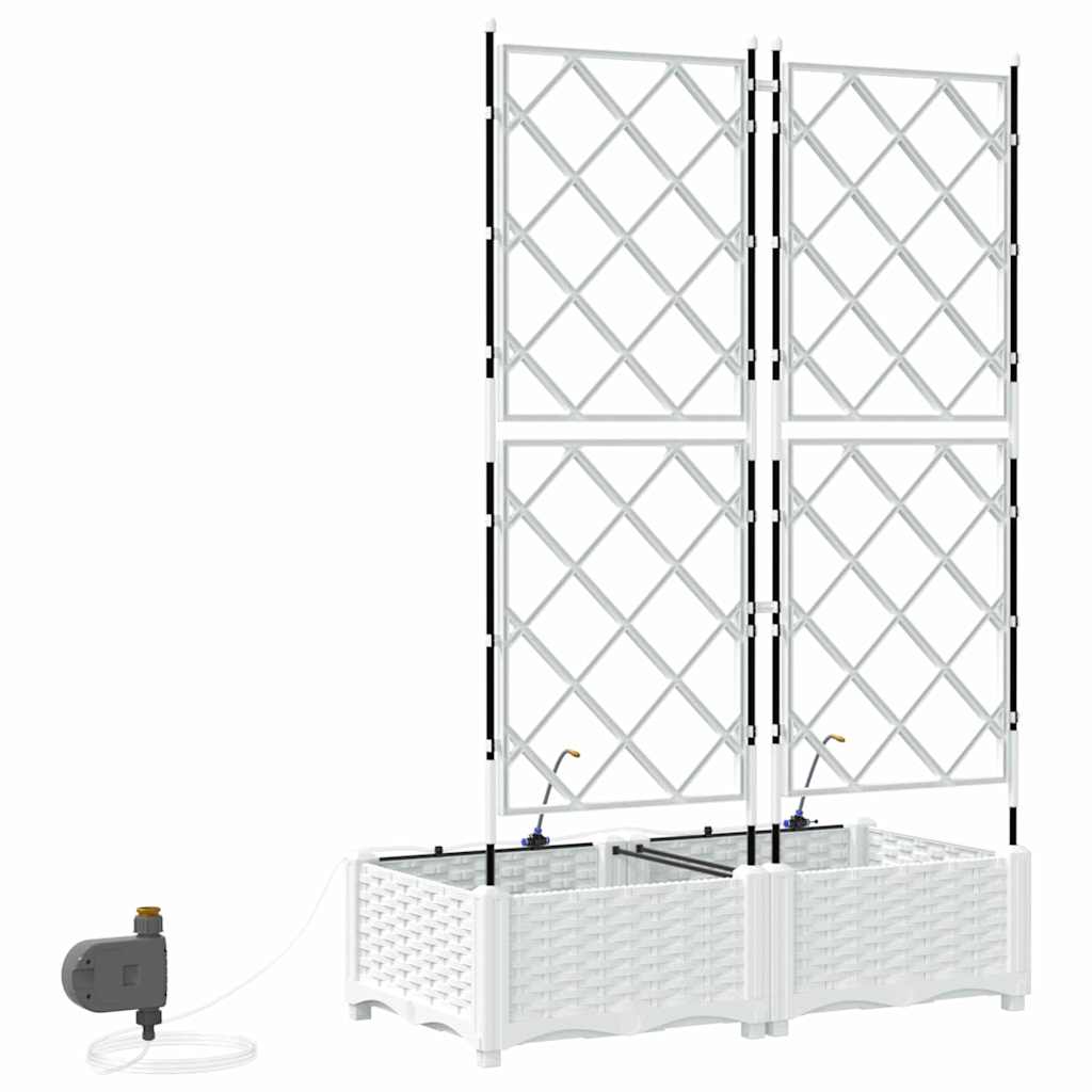 Garden Planter 2 Pcs White 80 X 40 X 126 Cm Plastic