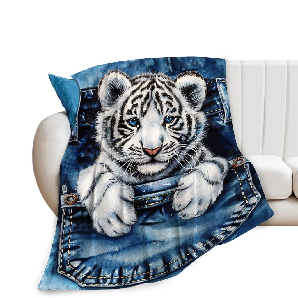 Tiger Blanket Super Soft Warm Bedding Animal Print Throw Blankets Sofa Couch Bedroom Decor Flannel Plush Blanket for All Season