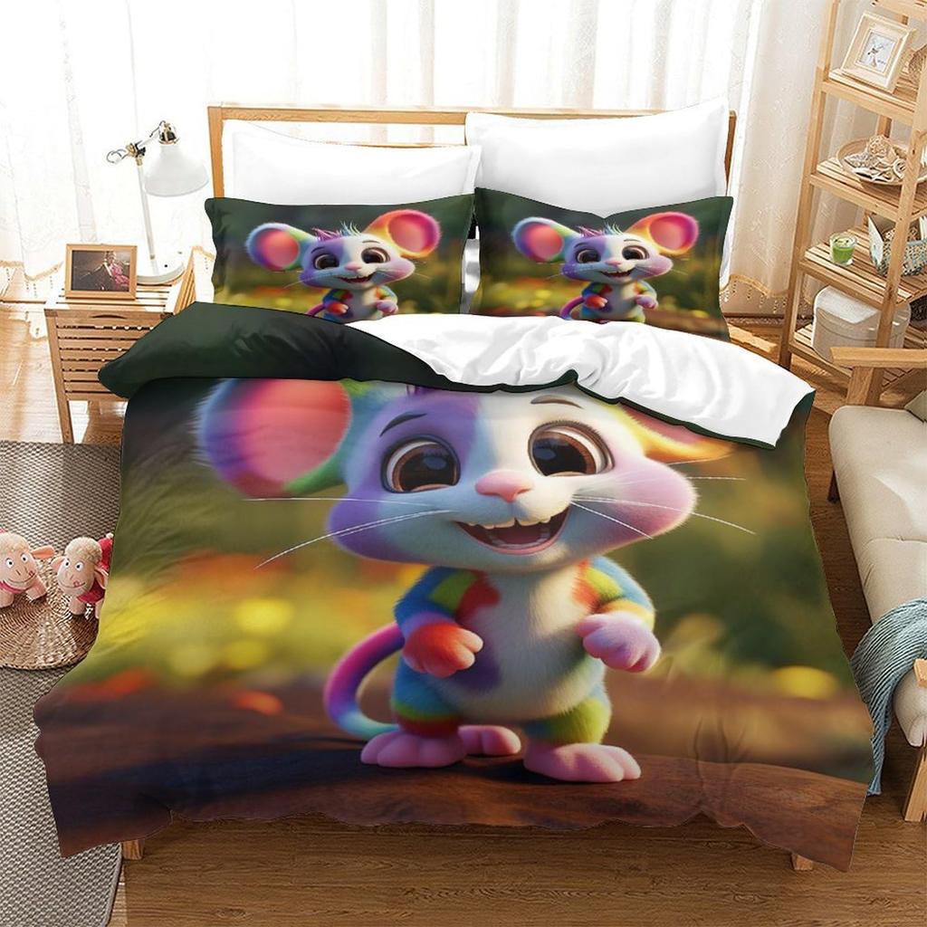 Mouse Duvet Cover Sets For Children Comforter Covers Lightweight Down Room Decor Queen Size 2 Pillowcases 1 Duvet Cover No Quilt