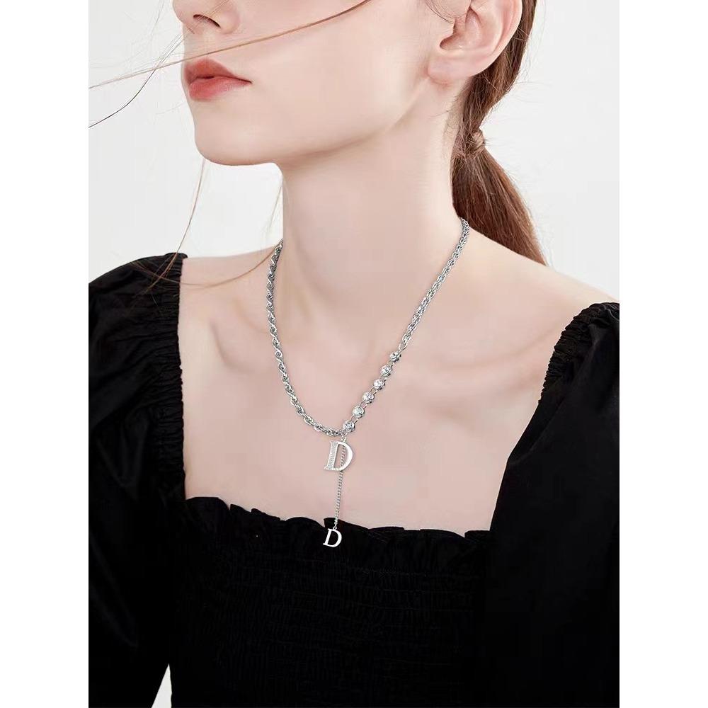 JMXD Letter D Sweater Necklace for Women Small Luxury Y2K Minimalist Trendy Statement Jewelry Gift for Her