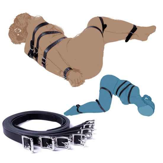 7Pcs Faux Leather Harness Body Bondage Belt Hand Leg Restraints BDSM Sex Toys