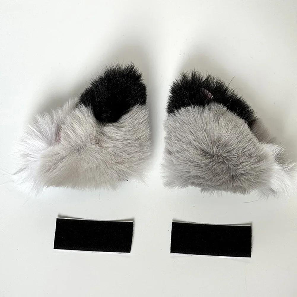 2 Stück Auto Motorrad Helm Dekoration Elektrofahrrad Weiche kleine Plüsch Katzenohren für Motocross Full Face Off Road Helm Aufkleber