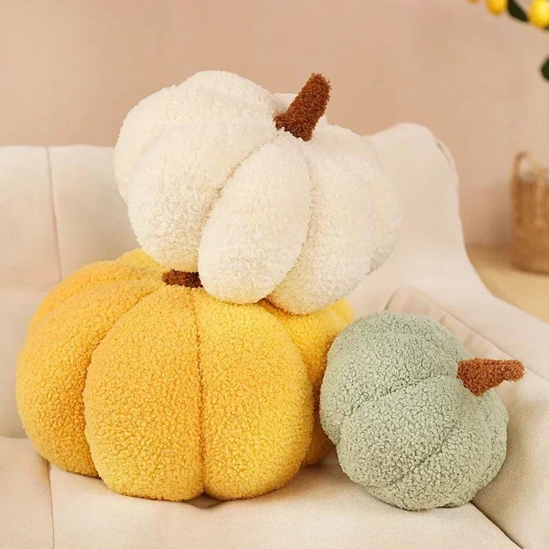 Cute Colorful Pumpkin Plush Throw Pillows Lamb Fleece Pumpkin Home Decor Throw Pillow Living Room Bedroom Decorative Cushion Ins
