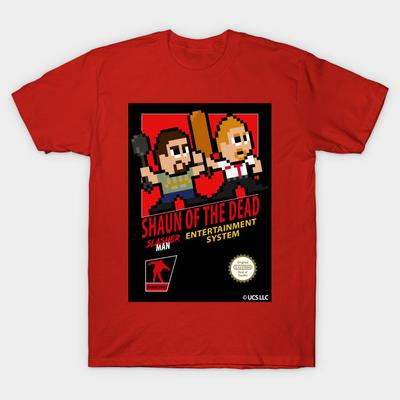 T-shirt Homme Noir Imprimé Shaun Of The Dead Rétro 8-Bit Gaming Impression sur Papier Transfert Sans Découpe Coton T-shirt