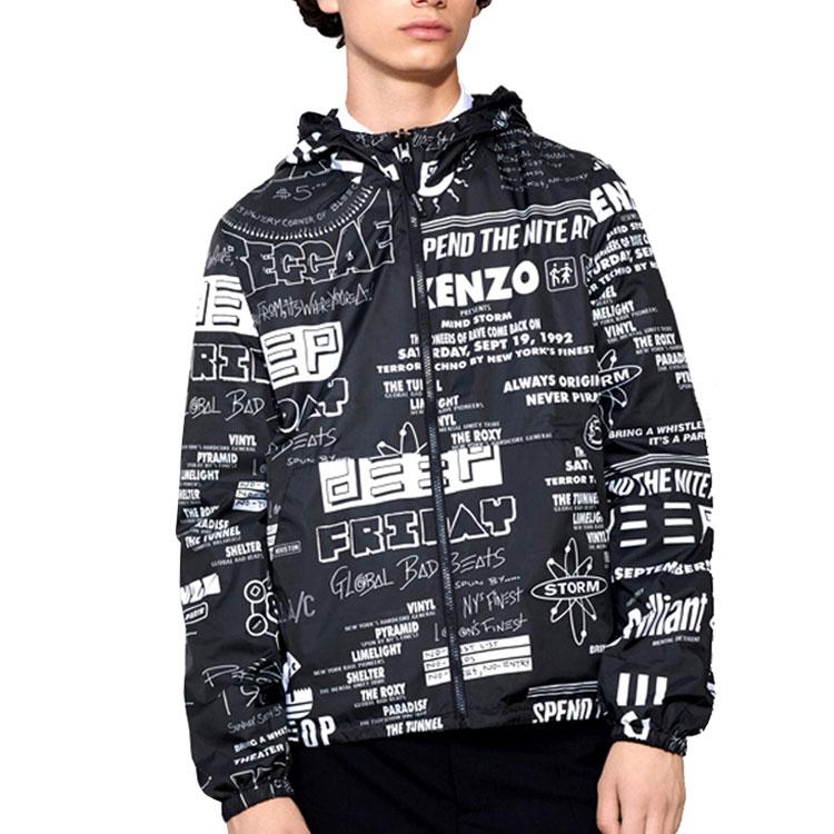 Kenzo Jackets Men's Black Hooded Moderate Instructor F755BL1511NG-99