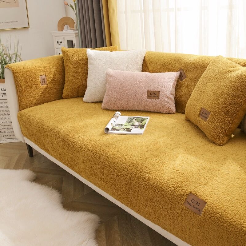 New Soild Color Sofa Covers Towel Soft Plush Couch Cover For Living Room Bay Window Pad L-shaped Sofa Decor