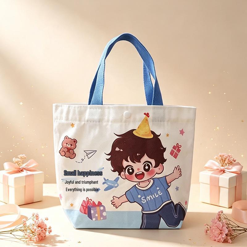 Cartoon Canvas Gift Bag for Birthdays, Festivals, Souvenirs, and Outings – Eco-friendly & Durable