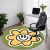 1pc Flower Happy Office Round Area Rug, Under Office Chairs Bedroom Living Room Home Decor, Room Deco, Available In Various Sizes