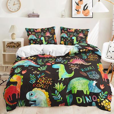 Dreiteiliges Cartoon-Dinosaurier-Bettwäsche-Set Zweiteiliges Bettwäsche-Set