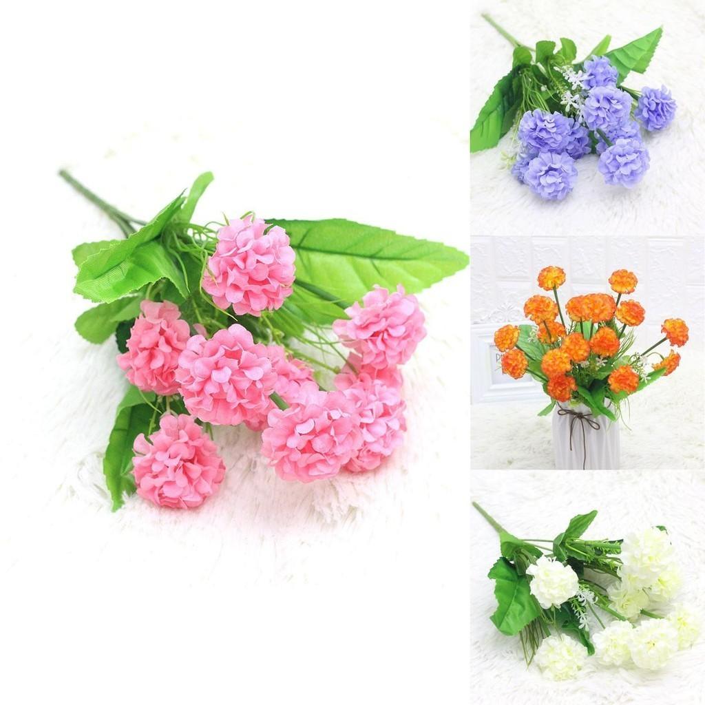 Elegant 9 Heads Artificial Carnation Silk Flowers Bouquet For Home And Wedding Decor
