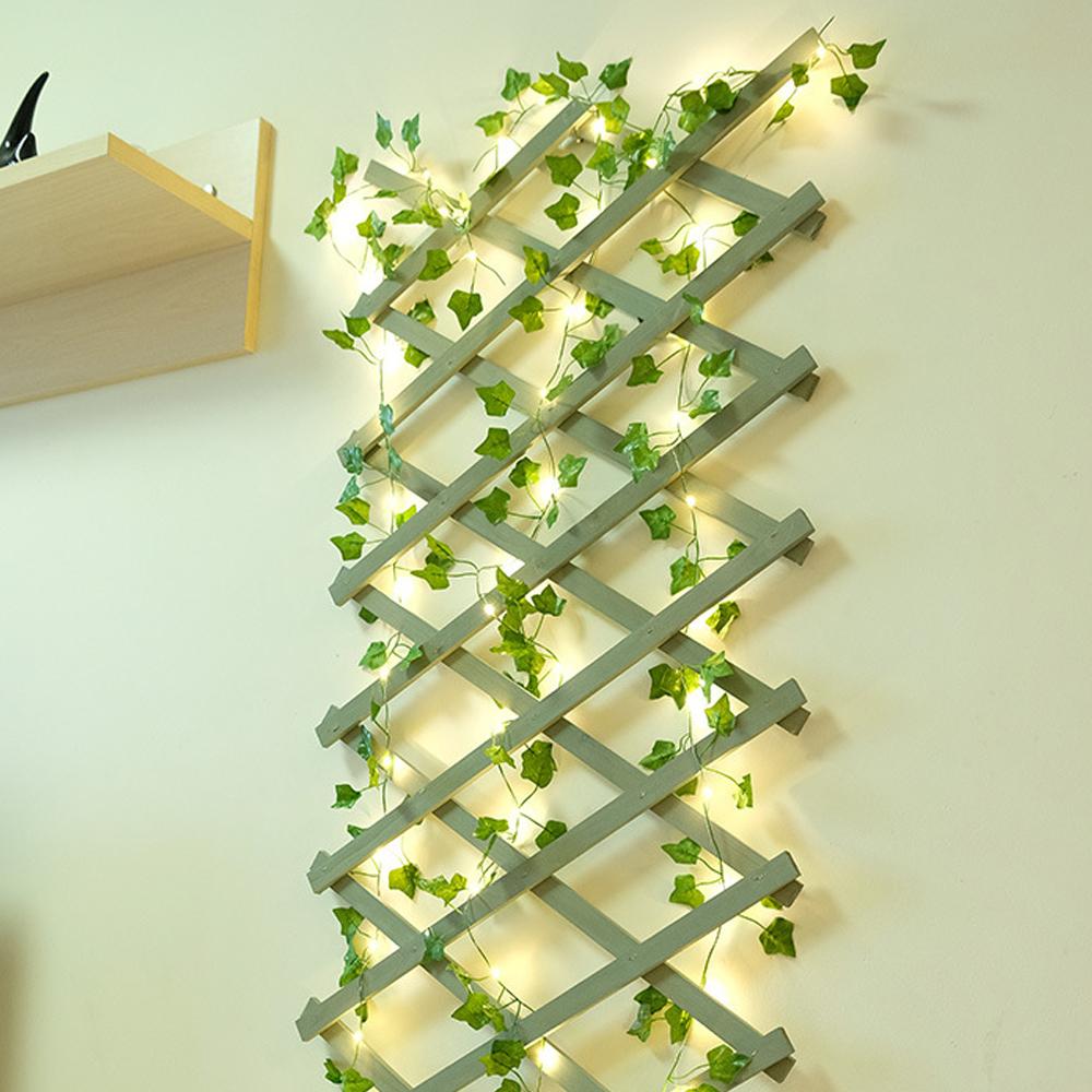 2Meters 20LED Ivy Bulbs String Lights Artificial Green Leaf Battery Powered Christmas Tree Garland Lights for Weeding Home Decor